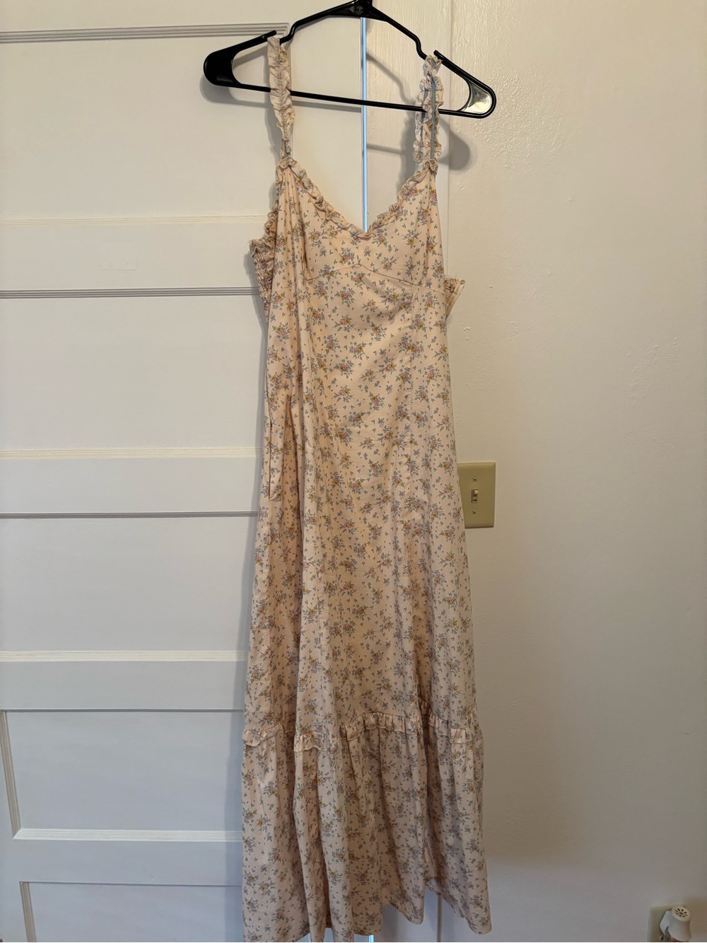 In Bloom Cream Floral Maxi Dress with Ruffle Straps